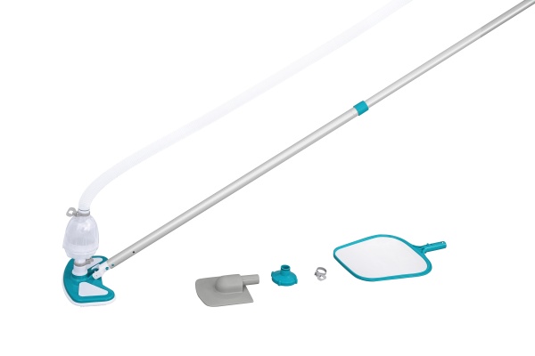 Bestway Poolpflege Set AquaClean™ mit pumpenbetriebenem Poolsauger & Kescher für Pools bis 610cm