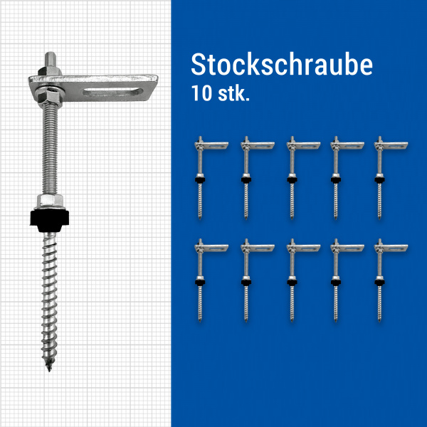 Umsatzsteuer 0 % gemäß § 12 Abs. 3 UstG | 10 Stockschrauben M10x200 Edelstahl A2 PV Solar