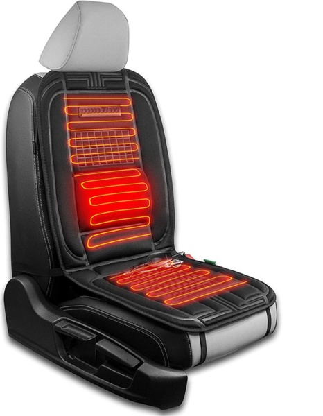 Beheizbare Sitzauflage für Auto, 12V, schwarz, mit integrierter Lendenwirbelstütze